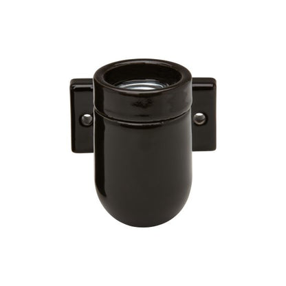 Applique porcelaine E27 av. patte de fixation noir