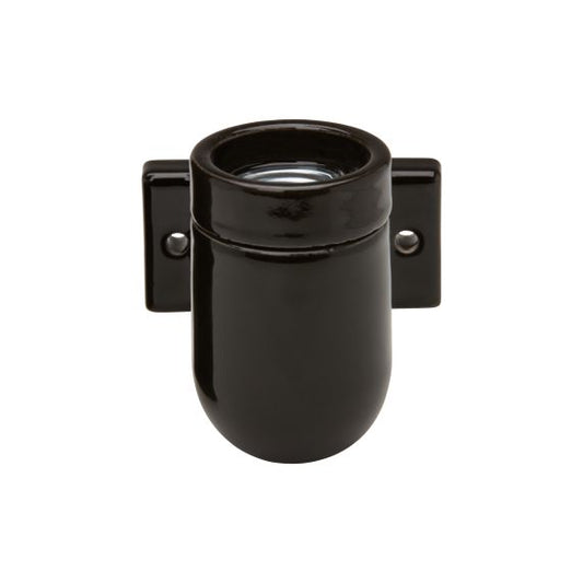 Applique porcelaine E27 av. patte de fixation noir