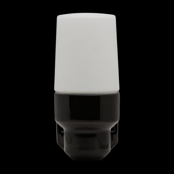 Applique porcelaine E14 av. verrerie opaline noir