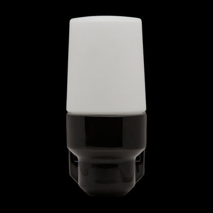 Applique porcelaine E14 av. verrerie opaline noir