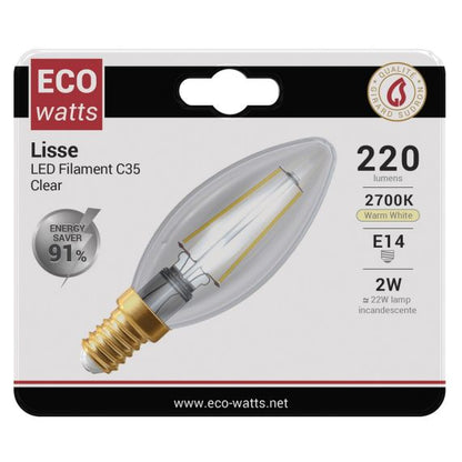 FS FLAMME LISSE C35 2W E14 2700k 220lm CLAIRE BLISTER 3125469986560
