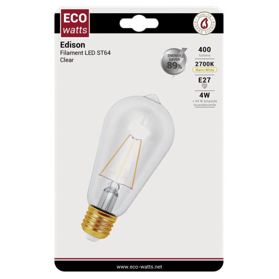 FS Ecowatts - Ecowatts - Edison Filament LED 4W E27 2700K 490Lm Cl. 3125469986683