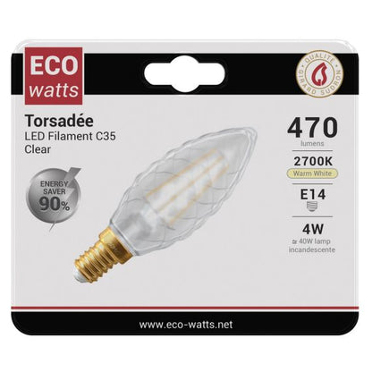 FS Ecowatts - Flamme Torsadée Filament LED 4W E14 2700K 470lm Cl. 3125469986690