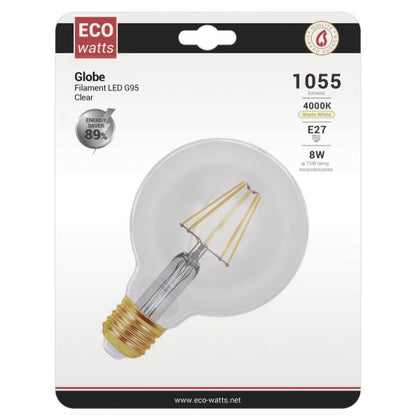 Globe G95 E27 Claire Ecowatts 8W 1055lm 4000K Blister