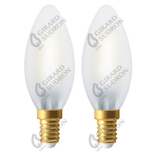 Lot de 2 Ampoules Filament LED - Flamme 4W E14 C35 4000K 470lm  360° MATT FINISH