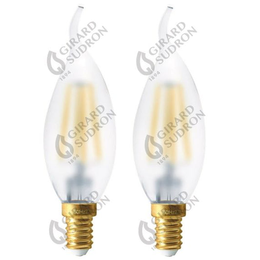 Lot de 2 Ampoules Filament LED - Flamme C35 4W 440lm  E14 2700K 360° MATT FINISH