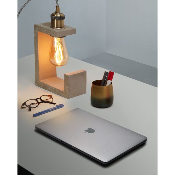 CONCRETE - table lamp + gold lampholder E27