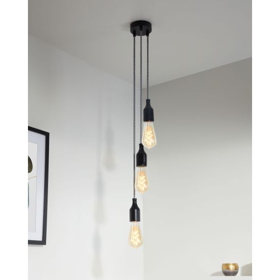 Plafonnier Acier noir 3S