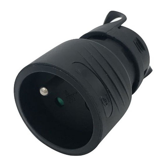 Fiche Femelle Bipolaire + terre 16 A Noire