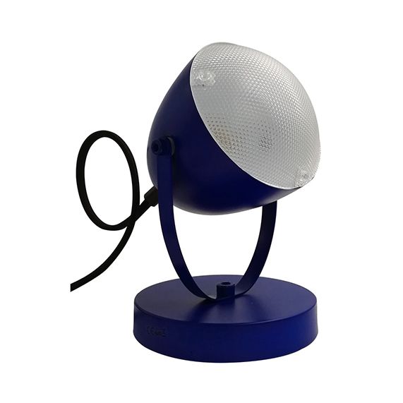 Spot rétro mural / à poser métal peint câb. text. L.120cm bleu outremer mat