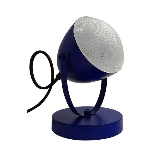 Spot rétro mural / à poser métal peint câb. text. L.120cm bleu outremer mat