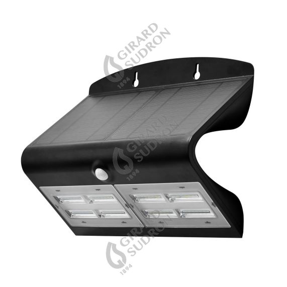 BUTTERFLY - Projecteur solaire LED noir détecteur présence IP65 4000K 6,8W 800lm