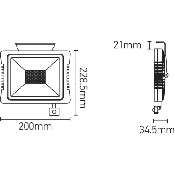 FS Yonna - Projecteur LED IP 65 200x228.5x34.5 30W 3000K 2160lm 110°noir PIR