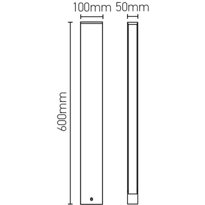 Rise - Borne LED Ø50x100x600 24W 4000K 1320lm IP65 135° noir