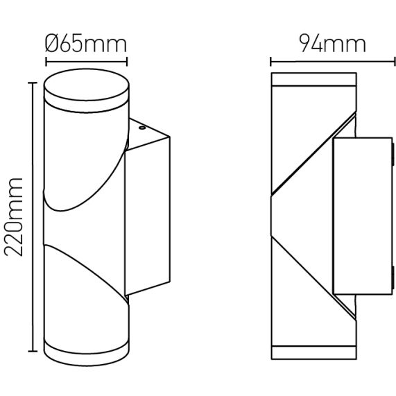 Elypte - Eclairage résidentiel 12,5W 3000K 700lm 65x94x220mm CLI IP54 rond Anthracite