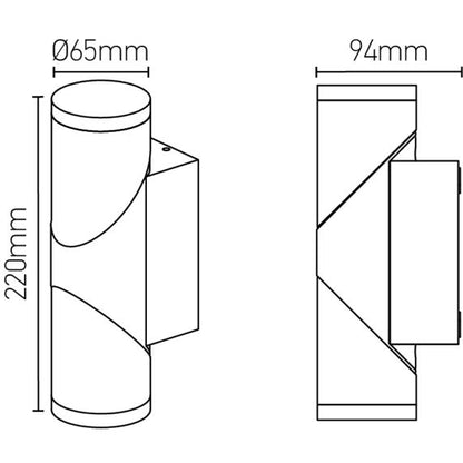 Elypte - Eclairage résidentiel 12,5W 3000K 700lm 65x94x220mm CLI IP54 rond Anthracite