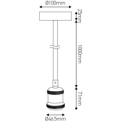FS EcoWatts - Suspension E27 métal câb. text. L.100cm bronze