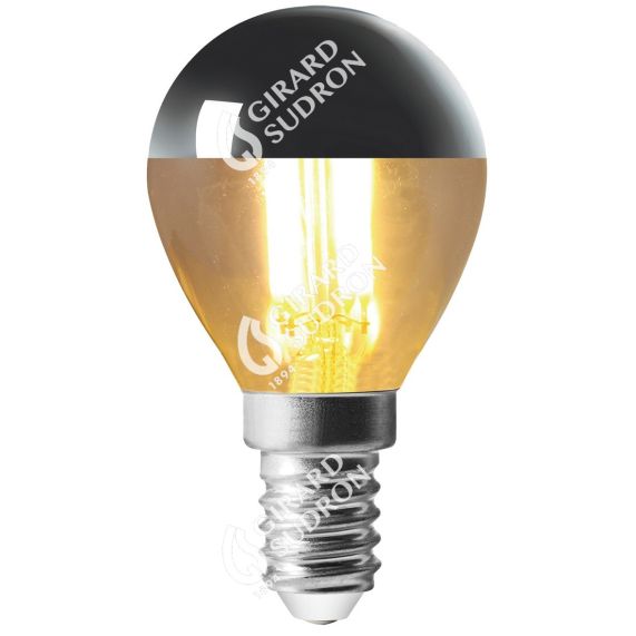 Sphérique G45 Filament LED Calotte Argentée 4W E14 2700K 350Lm No Dim.