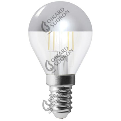Sphérique G45 Filament LED Calotte Argentée 4W E14 2700K 350Lm No Dim.