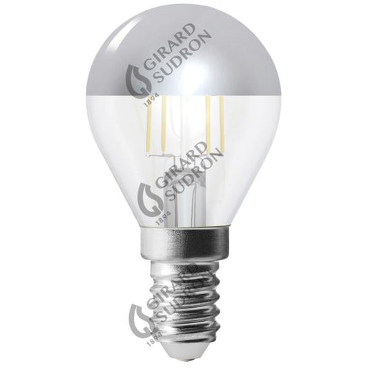 Sphérique G45 Filament LED Calotte Argentée 4W E14 2700K 350Lm No Dim.