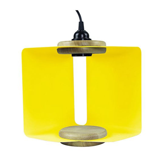 Suspension E27 abat-jour métal pliable av. fiche et inter. L.2m jaune