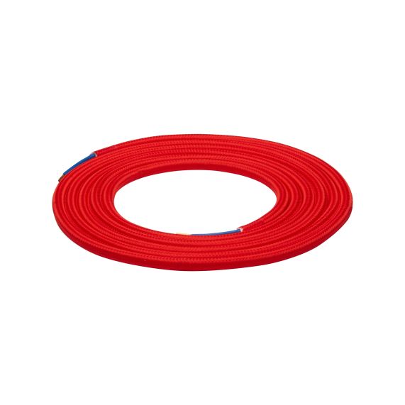 Câble Textile Rond 2x0,75mm2 Double Isolation Rouge 2 Mètres
