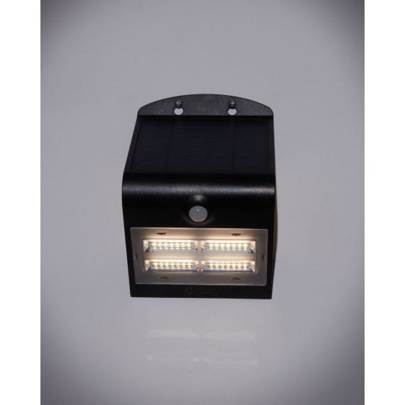 BUTTERFLY - Projecteur solaire LED noir détecteur présence IP65 4000K 3,2W 400lm