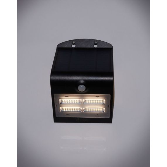 BUTTERFLY - Projecteur solaire LED noir détecteur présence IP65 4000K 3,2W 400lm