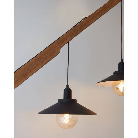 MICHIO - Floor lamp wood - 2 pendant lamps