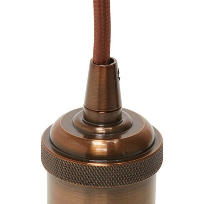 Suspension Douille E27 Filetée et Pavillon Métal Antique + Câble Textile Marron 1 Mètre EAN 3125462416057