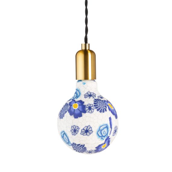 Globe imprimé bleu G125, Filament LED, 4W, E27, 6900K, Dim