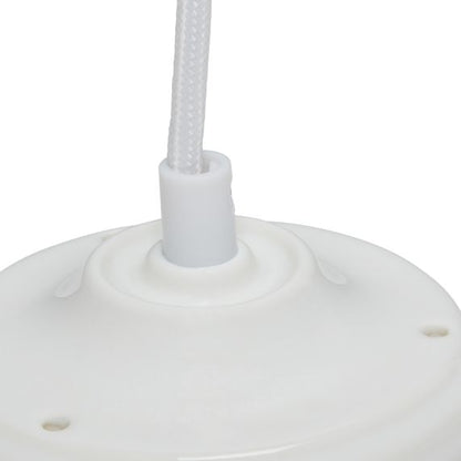 Suspension Douille E27 et Pavillon Céramique Blanche + Câble Textile Blanc 1 Mètre