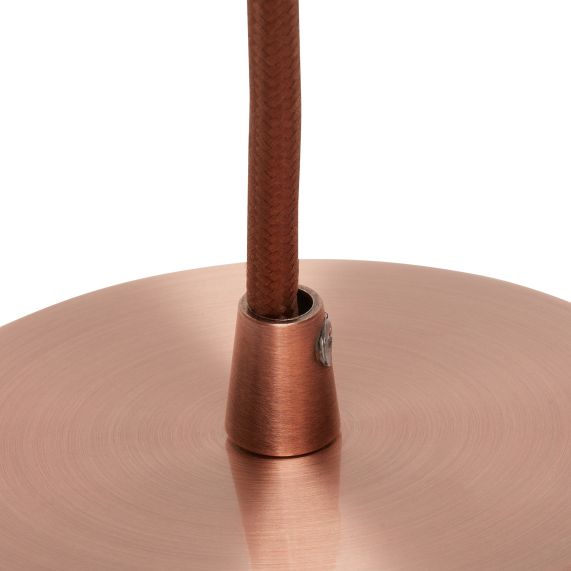 Suspension Douille E40 et Pavillon Métal Cuivre + Câble Textile Marron 2 Mètres