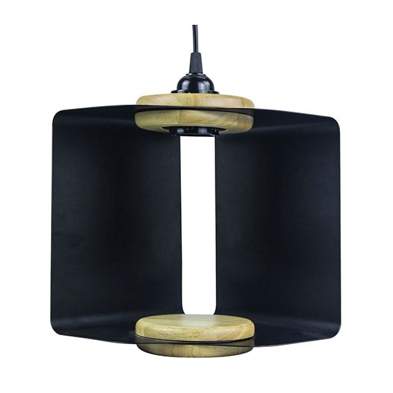 Suspension E27 abat-jour métal pliable av. fiche et inter. L.2m black