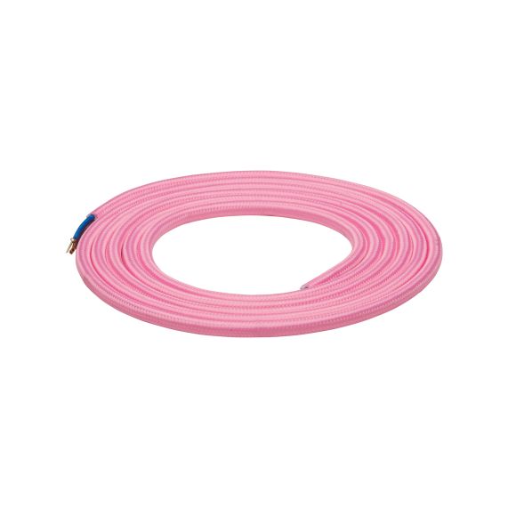 Câble Textile Rond 2x0,75mm2 Double Isolation Rose 2 Mètres