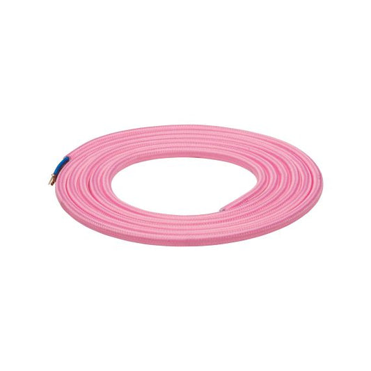 Câble Textile Rond 2x0,75mm2 Double Isolation Rose 2 Mètres