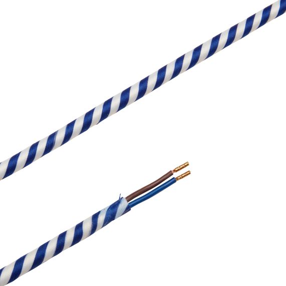 Cable rond spirale bleu blanc 2 mètres 2 x 0,75mm2