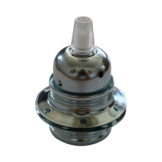 Douille E27 Filetée Acier Zingué Avec Terre Arrêt Câble 2 Bagues