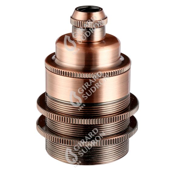 Douille Acier E27 Filetée avec Bague Cuivre Patiné