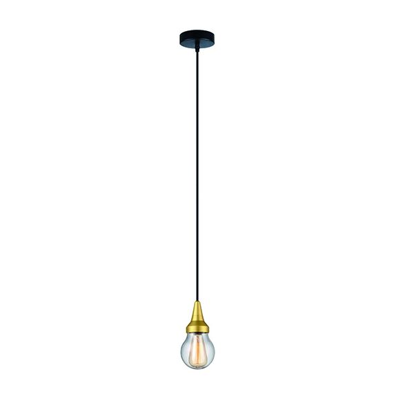 FS EL Suspension alu IP44 E27 Max.25W abat-jour Verre clair - Doré Mat extérieur cable PVC L.150cm Noir