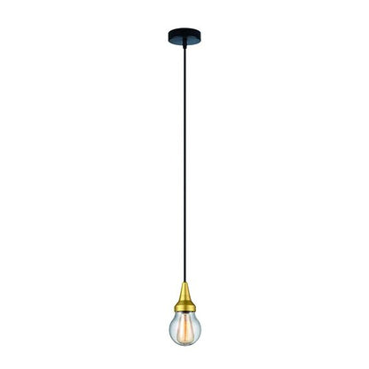 FS EL Suspension alu IP44 E27 Max.25W abat-jour Verre clair - Doré Mat extérieur cable PVC L.150cm Noir