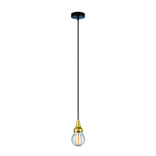 FS EL Suspension alu IP44 E27 Max.25W abat-jour Verre clair - Doré Mat extérieur cable PVC L.150cm Noir