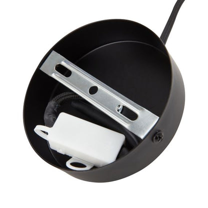 Pack Suspension Béton Gris+Câble 2M Text.+Pavillon Acier Noir 187557 + Big bulb LED Filament Spiral Globe G200 6W Amb.Dim 716627