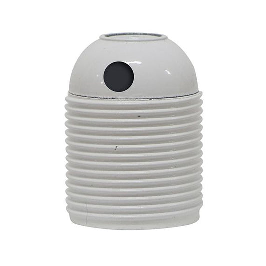 Douille E27 Filetée Blanche Culot Percé Montée