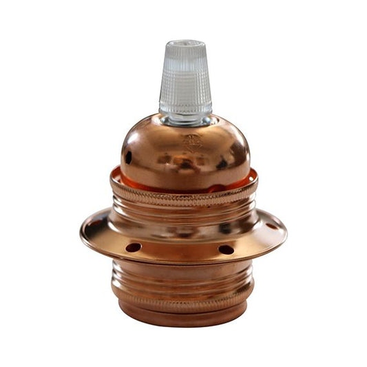 Douil.E27 Filetée Acier Cuivré Avec Terre Arrêt Câble 2 Bagues