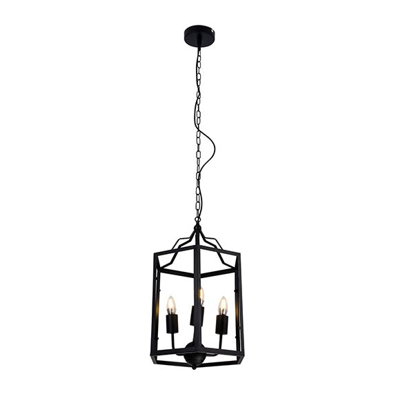 FS EL Suspension E14 x 3 abat-jour métal Noir cable PVC L.100cm