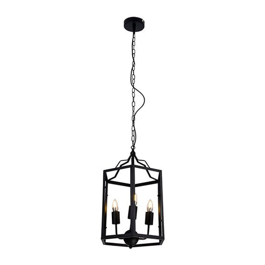 FS EL Suspension E14 x 3 abat-jour métal Noir cable PVC L.100cm