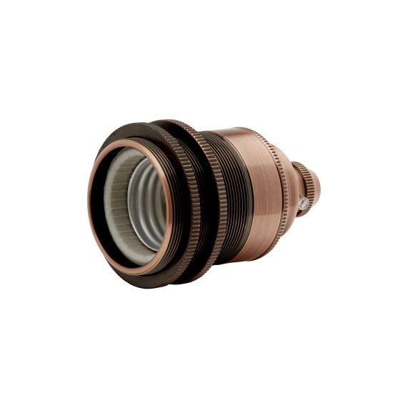 Douille Acier E27 Filetée avec Bague Cuivre Patiné