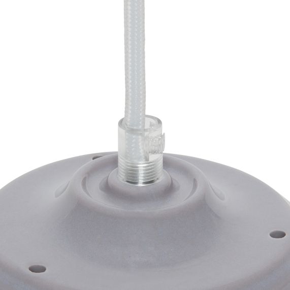 Suspension Douille E27 et Pavillon Céramique Grise + Câble 2 Mètres Blanc