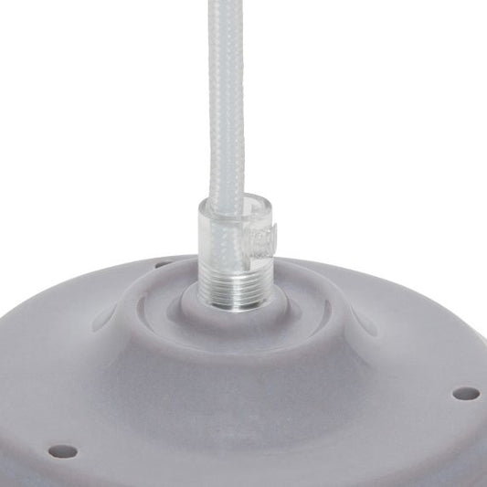 Suspension Douille E27 et Pavillon Céramique Grise + Câble 2 Mètres Blanc